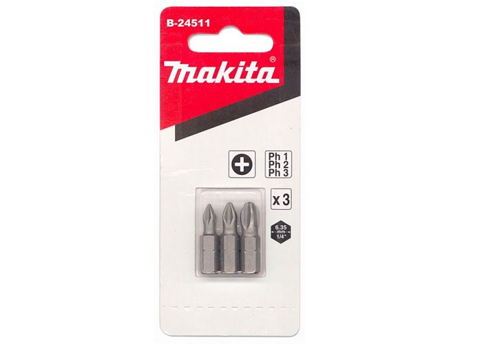 Набор бит MAKITA Phillips B-24511 (PH1, PH2, PH3x25 мм, 3 шт.)