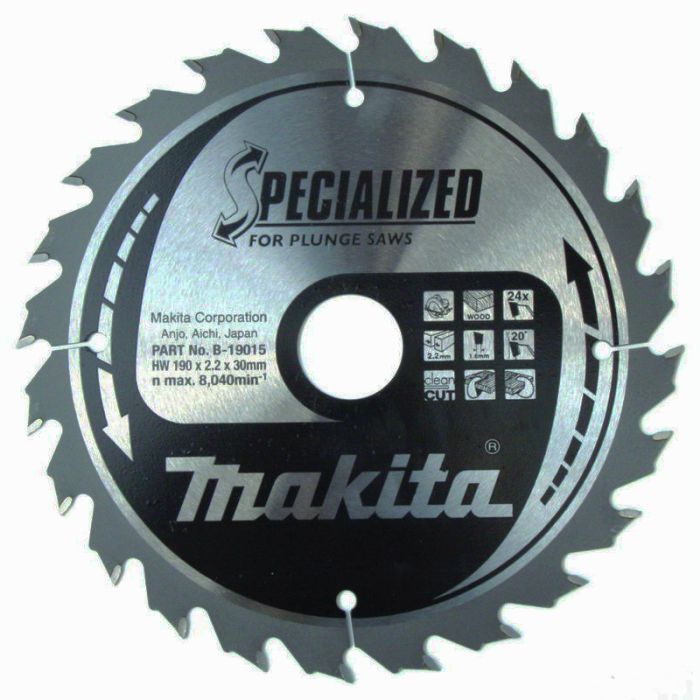Пиляльний диск Makita для занурювальних пилок SPECIALIZED 190х30 мм 24 зуба (B-19015)