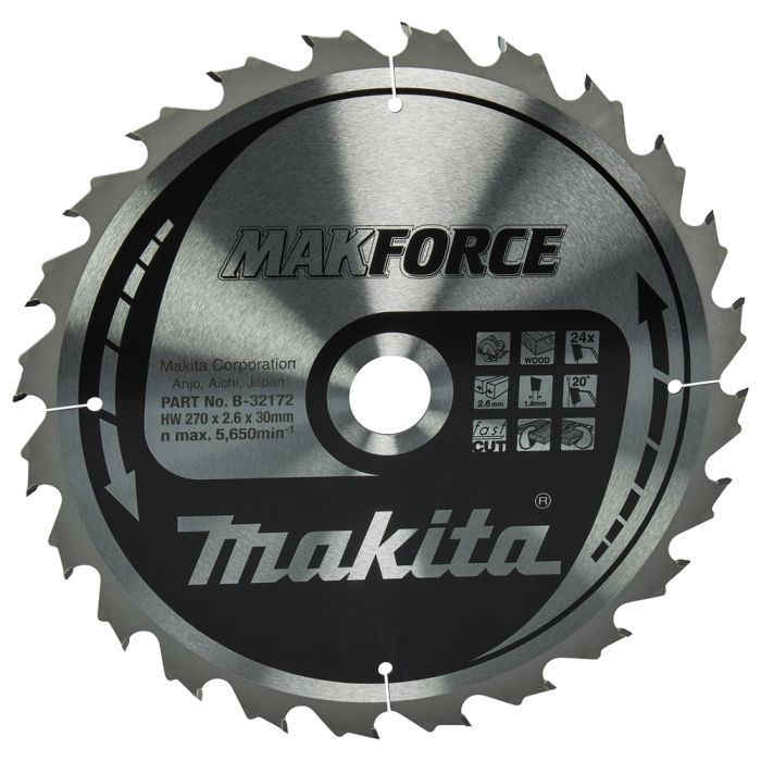Диск пильний по деревині MAKForce 270x30 мм 24Т Makita (B-32172)