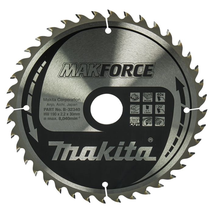 Диск пильний по деревині MAKForce 190x30 мм 40Т Makita (B-32340)