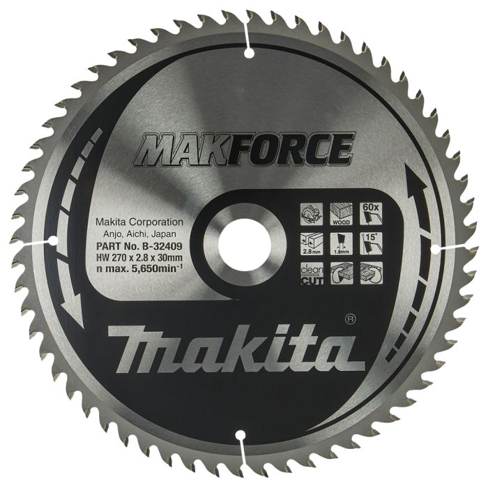 Пиляльний диск MAKForce 270x30 мм 60Т: дерево Makita (B-32409)