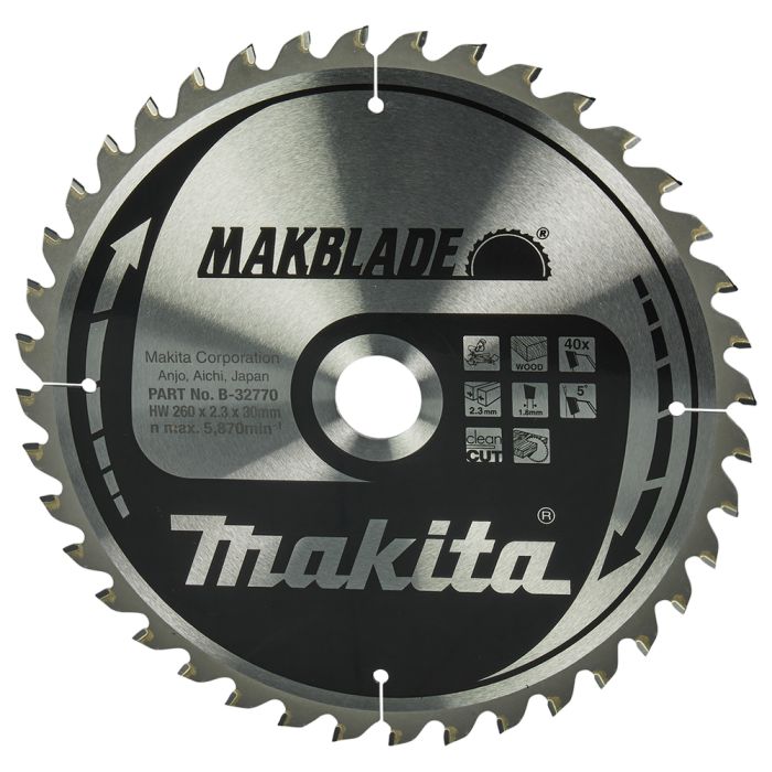 Диск пильний по деревині MAKBlade 260x30 40T Makita (B-32770)