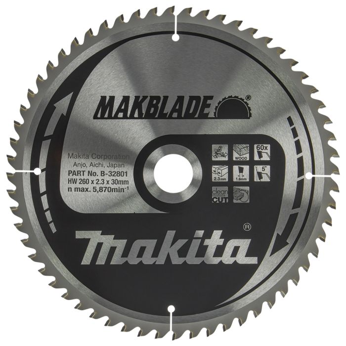 Пиляльний диск MAKBlade: дерево 260x30 60T Makita (B-32801)