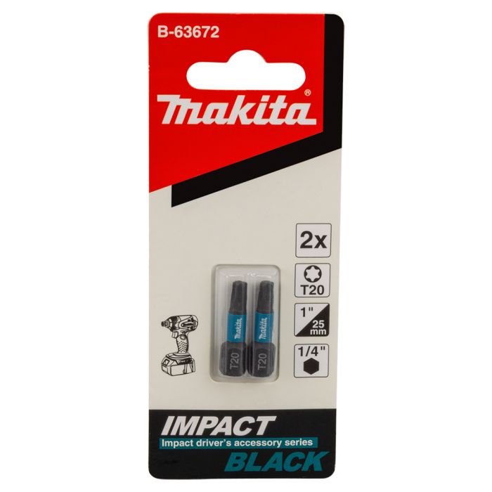 Біта T20 25 мм Impact Black 2 шт Makita (B-63672)