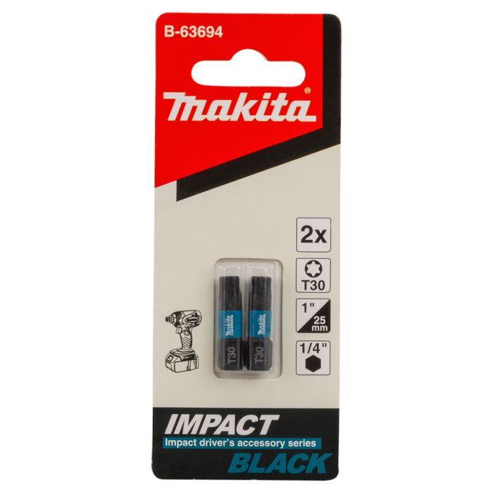 Біта T30 25 мм Impact Black 2 шт Makita (B-63694)