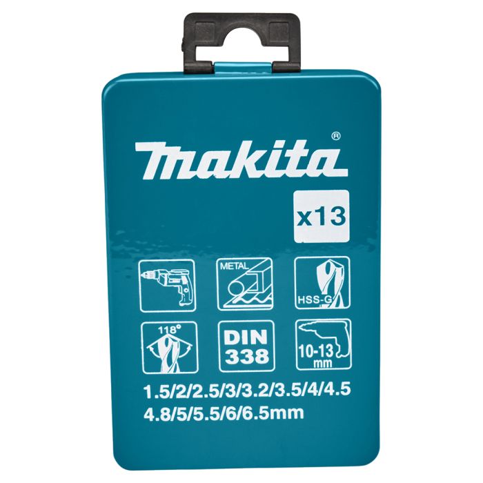 Набір свердел HSS-G по металу 1-6,5мм (13 шт.) Makita (D-54019)