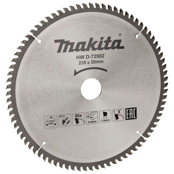 Пиляльний диск Makita TCT для алюмінію 235 мм 80 зубів (D-72992)