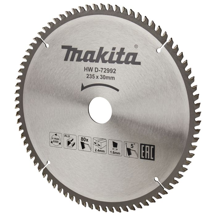 Пиляльний диск Makita TCT для алюмінію 235 мм 80 зубів (D-72992)