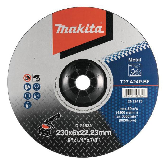 Шлифовальный диск по металлу 230x6.0x22.23, A24P Makita (D-74522)
