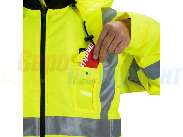 Аккумуляторная куртка со светоотражателями и подогревом Makita CJ106DZXL 