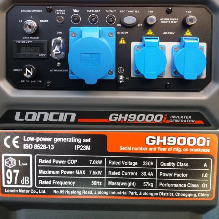 Генератор GH9000i інверторний відкритий Loncin (7 - 7,5 кВт)