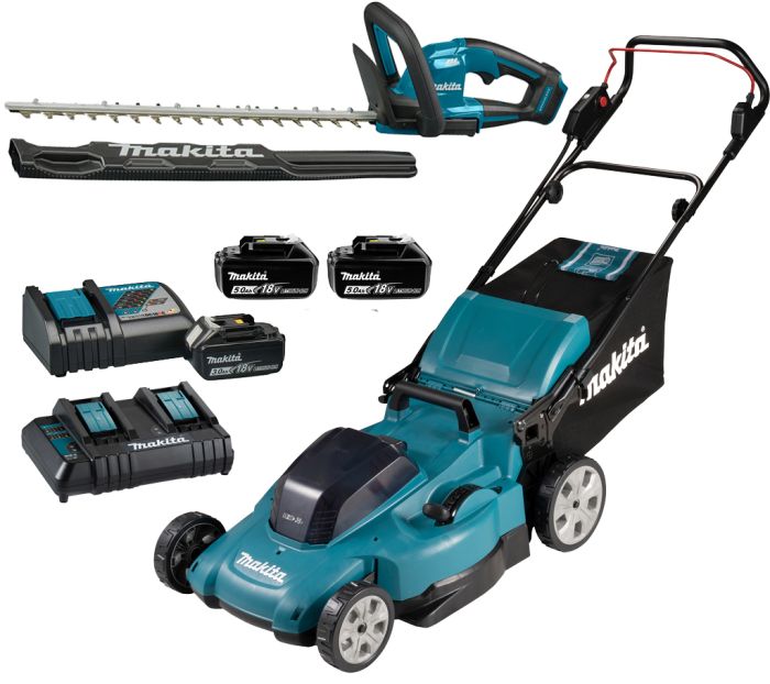 Набір акумуляторного інструменту Makita LXT 18 В (газонокосарка DLM538CT2 + кущоріз DUH506RF)